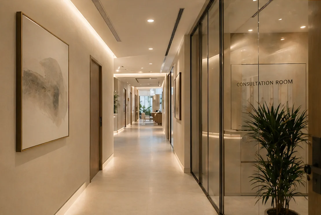 Private dental suite with refined finishes and integrated technology