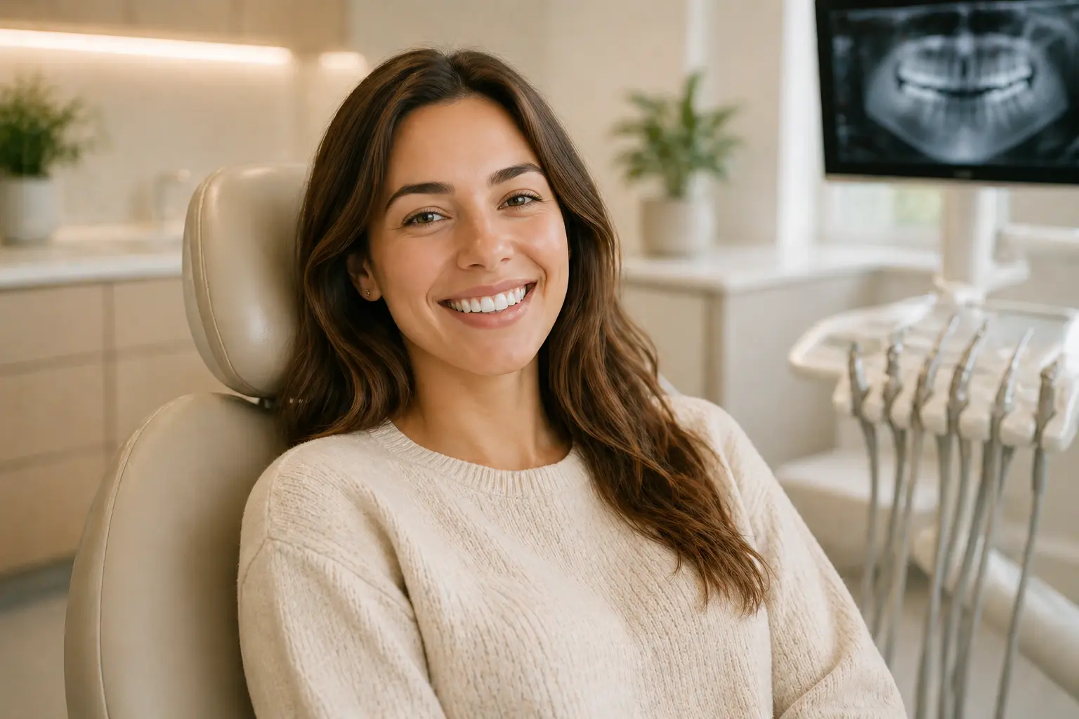 Patient receiving calm preventive dental care